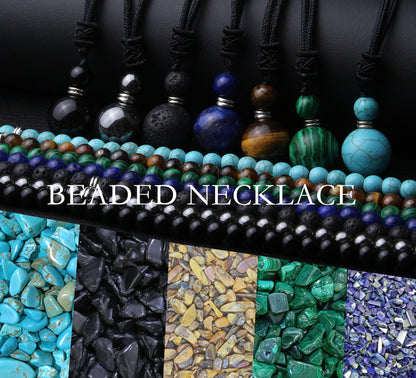 2Pcs Hematite Necklace - Beaded Necklace for Men - Protection Necklace Men Choker Necklaces Hematite Beads Pendant Jewelry Gifts for Men