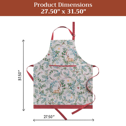 Maison d' Hermine 100% Cotton Apron for women with Pocket Kitchen Chef Fall Apron for Men Cooking Gardening Server Waitress Maid (Holly Time)