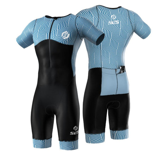 SLS3 Triathlon Suits Mens - Aerodynamic Sleeved Tri Suit Men – Lightweight Trisuit with Premium FX Fabrics - 2 Pockets (Legacy, Large)