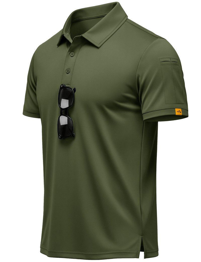 MAGCOMSEN Men's Polo Shirts Short Sleeve Dry Fit Moisture Wicking Golf Polos UPF 50+ Casual Collared T-Shirt Army Green XL