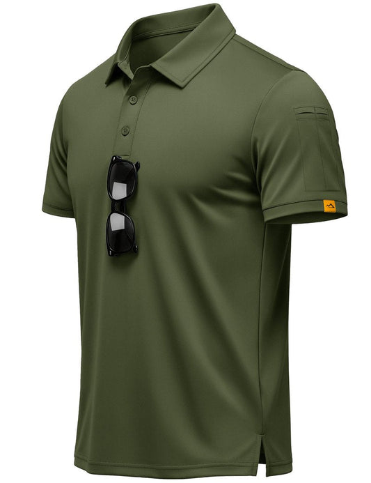 MAGCOMSEN Men's Polo Shirts Short Sleeve Dry Fit Moisture Wicking Golf Polos UPF 50+ Casual Collared T-Shirt Army Green XL