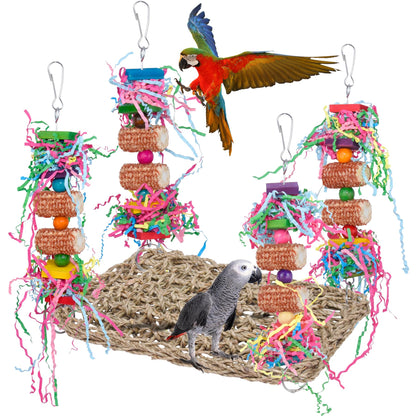 GingerUPer Parrot Toys, Cockatiel toys, Budgie toys, Bird Swing Chewing Toy for Conures, Cockatiel, African Grey Parrot, Cockatoos (Red)