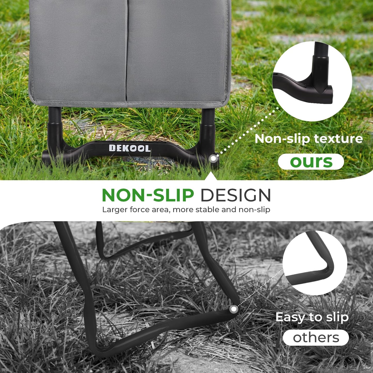 Dekool Garden Kneeler and Seat with Upgraded Wide & 3" Thick Kneeling Pad, Heavy Duty Garden Stool with 2 Large Tool Bags, Portable Bench for Planting, Weeding, Gardening Gifts for Women, Men, Seniors