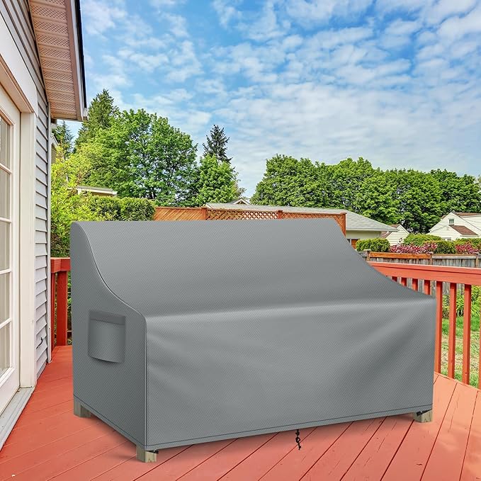 WLEAFJ Patio Sofa Cover Waterproof, 3-Seater Outdoor Sofa Cover, Heavy Duty Deep Lounge Loveseat Cover, Large Lawn Patio Furniture Covers with Air Vent, 78’’ W x 33’’ D x 32’’ H, Grey
