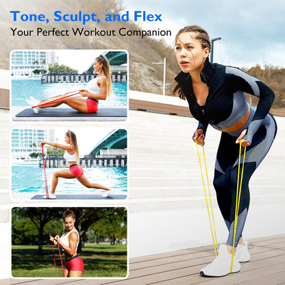 FitBeast Resistance Bands Set, 5 Levels Pull Up Bands for Bodyweight Training, Powerlifting, Muscle Building, Home Gym Workout, Stretching, Stretch Bands with Door Anchor (Bright Spectrum 5-170 LBS)