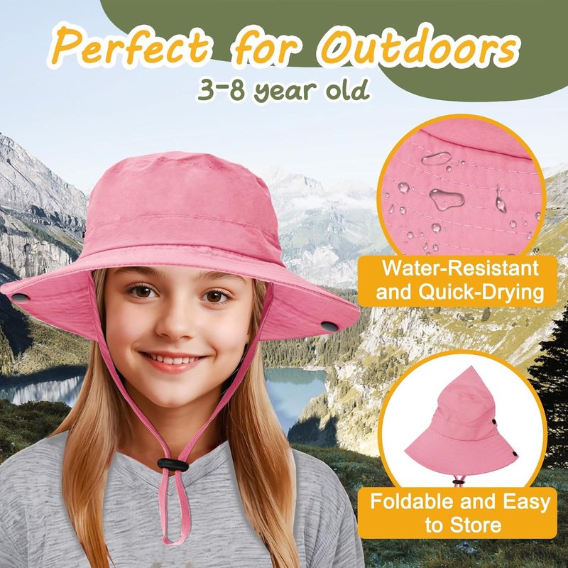 Kids Outdoor Sun Hat - UPF 50+ Quick-Dry Foldable Bucket Hat for Fishing & Safari | Lightweight & Adjustable