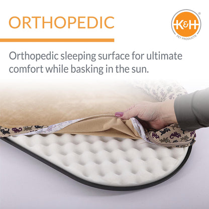 K&H Pet Products Bolster Kitty Sill Cat Window Perch Bed for Large Cats, Orthopedic Window Hammock Holds 40 lbs, Washable Cover, Indoor Windowsill Furniture Bed Seat - Tan/Kitty Unheated 14 X 24in