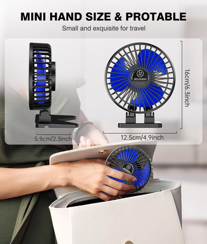 JZCreater USB Desk Fan, Mini Fan Portable, 3 Speeds Desktop Table Cooling Fans, Plug in Power, Rotation Strong Wind, Quiet Personal Small Fan for Home Desktop Office Travel Bedroom, Black (2Pack)
