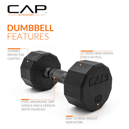 CAP Barbell Coated Dumbbell Weight | Multiple Options Pairs & Sets