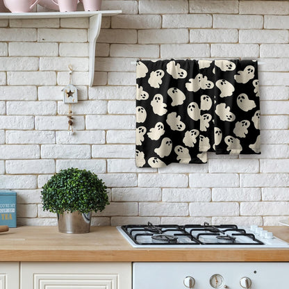 Granbey Halloween Ghost Hand Towels Pack of 2 White Spooky Ghost Black Face Towel 28.3x14.4 Inch Happy Halloween Holiday Decorative Super Soft Kitchen Towels for Bathroom Home Hotel Gym