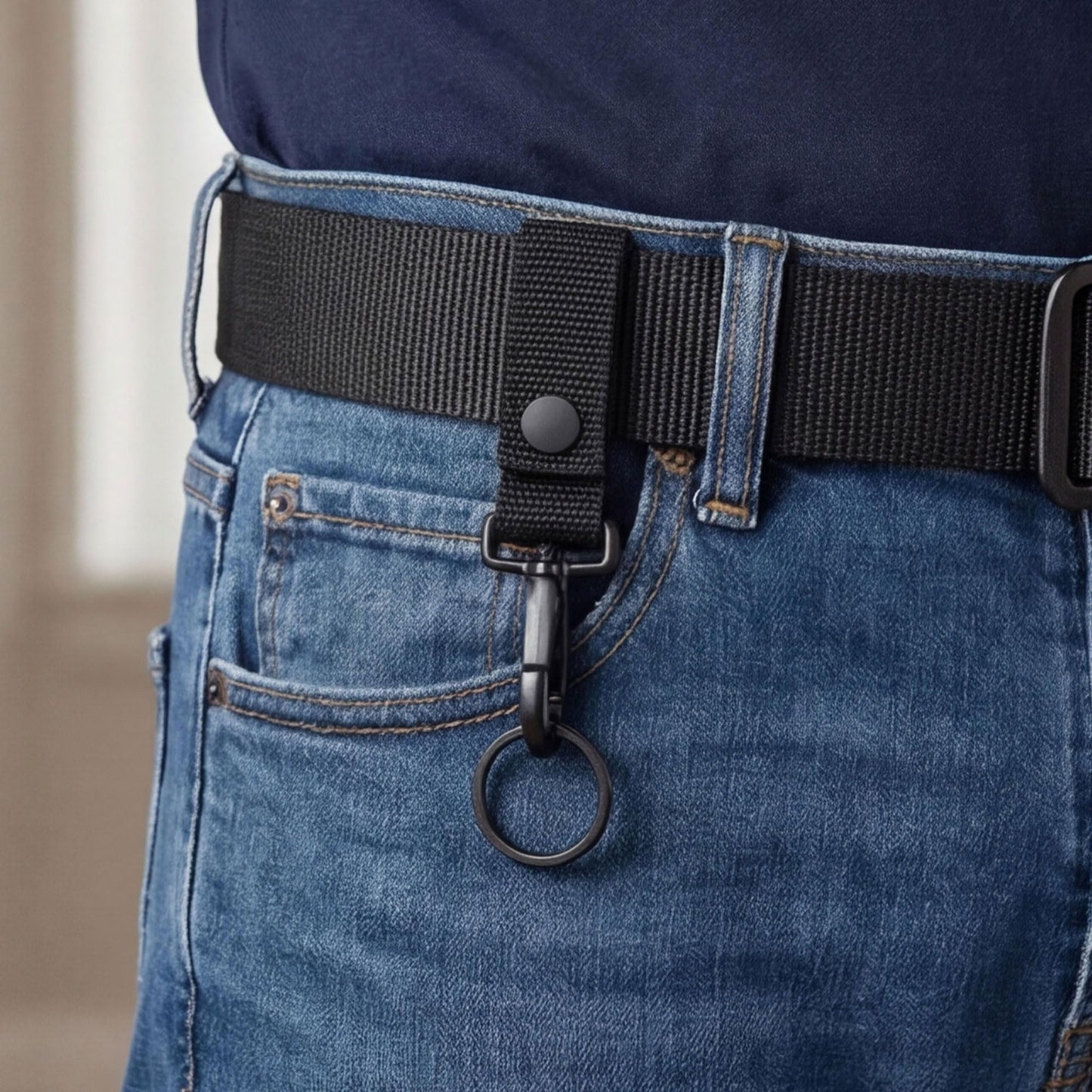 Heavy Duty Belt Keeper Clip Key Holder for Duty Belt with Metal Snap Hook, Key Ring, Police Equipment Accessories, 2 Pack