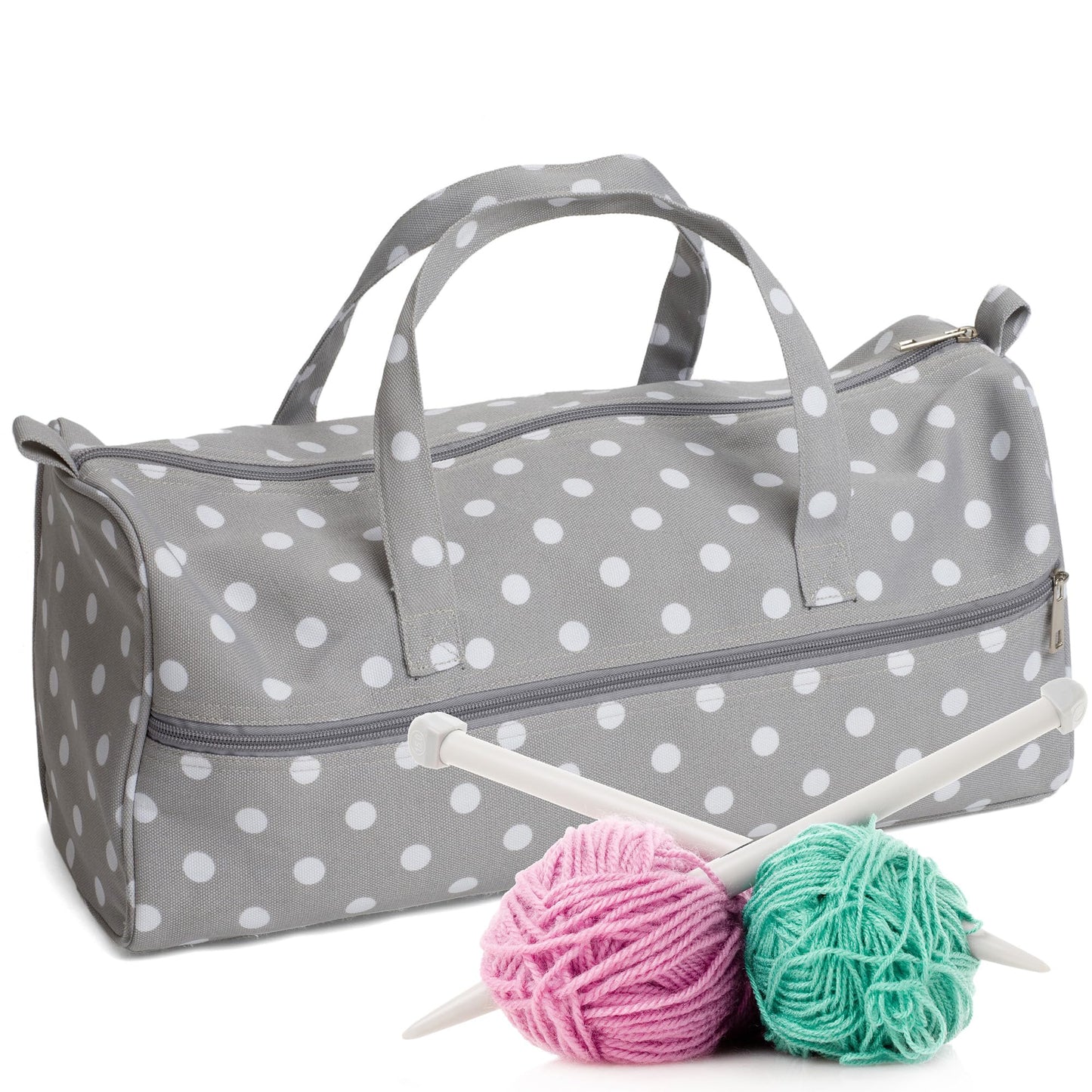Hobbygift MR4698_ Value: Knitting Bag: Grey Spot, Cotton Blend, 15 x 42 x 17.5 cm
