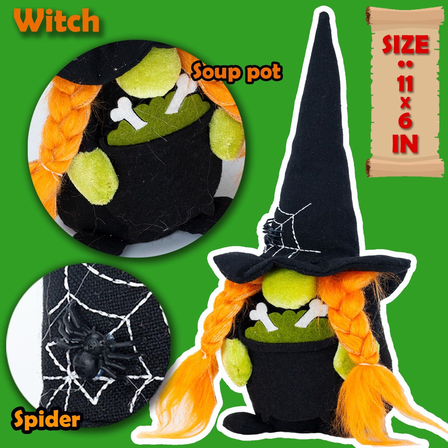 DraMosary Halloween Gnomes Plush Elf Decoration, 4PCS Handmade Reaper Witch Vampire Pumpkin Ghost Dolls for Halloween Table Ornament, Tiered Tray Decor, Party Favor, Trick or Treat