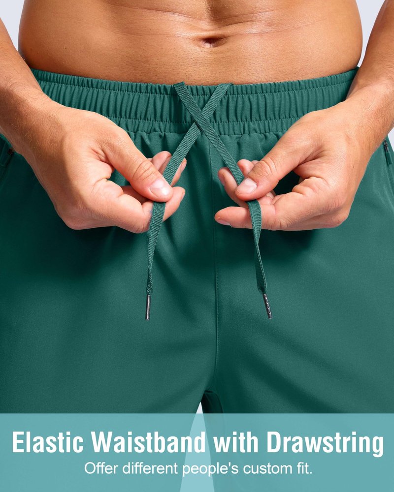 Men's Athletic Running Shorts with Zipper Pockets Quick Dry 7"/ 5"/ 9" Workout Gym Shorts for Basketball Hiking(Rainforest Green,5XS)
