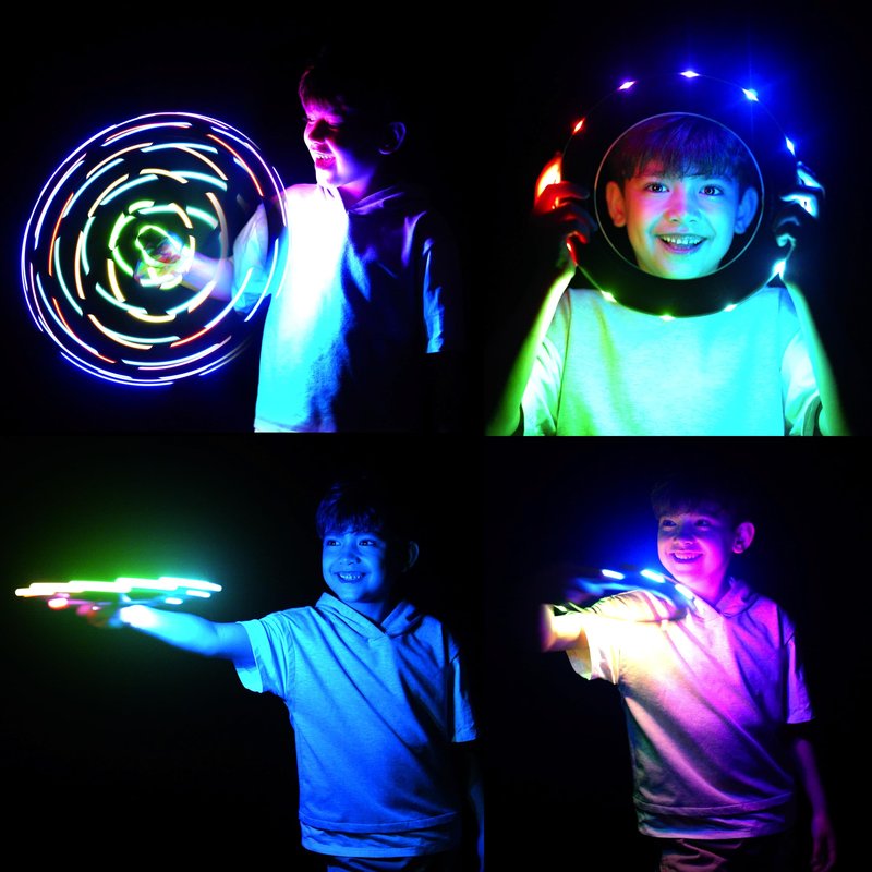TOSY Flying Ring - 12 LEDs, Super Bright, Lost Mode, Auto Light Up, Safe & Soft, Waterproof, Lightweight, Birthday, Camping Toy, Easter Gift for Kid/Boy/Girl