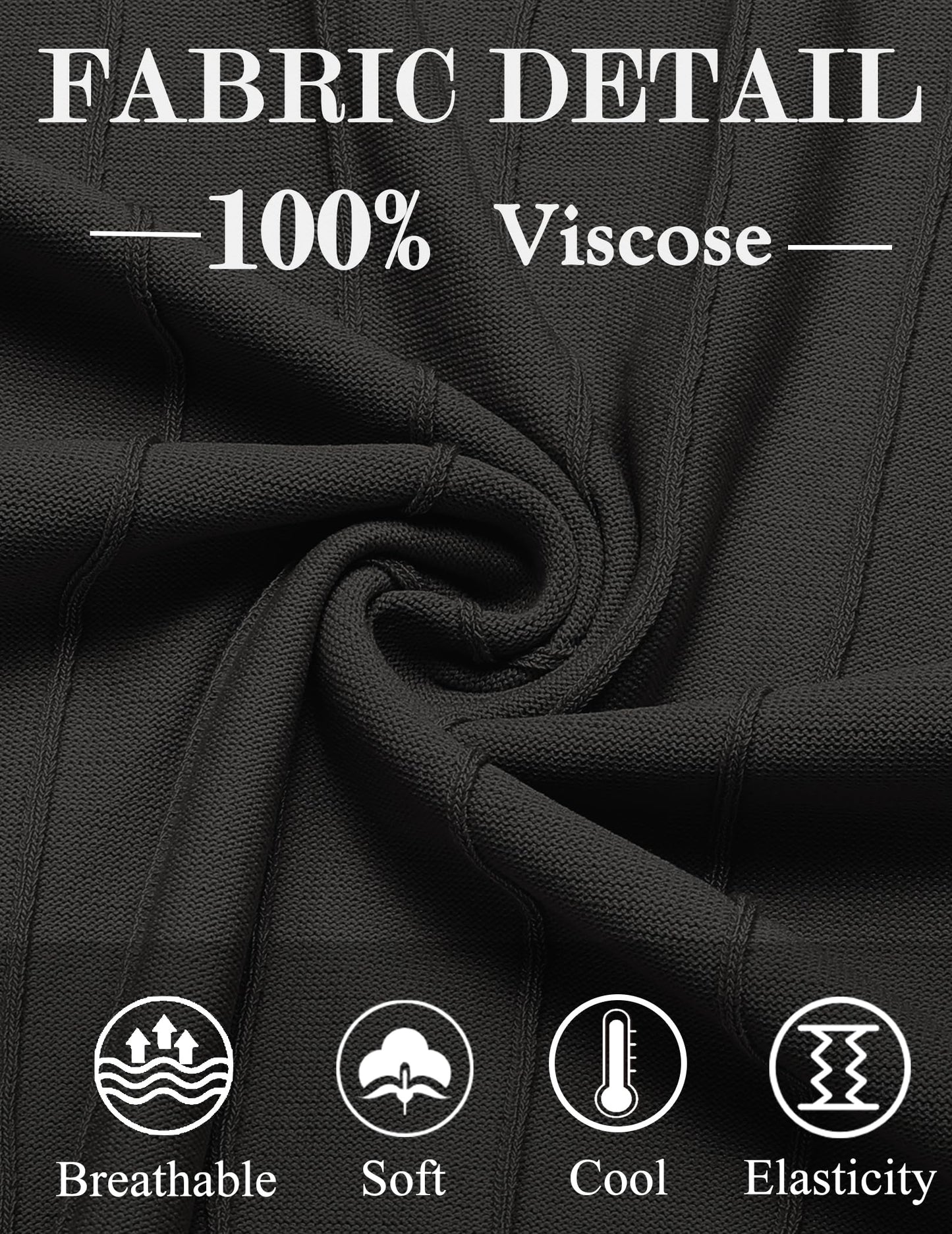 COOFANDY Mens Knit Shirt Casual Short Sleeve Crew Neck T Shirts Ribbed Summer Shirts Slim Fit Black