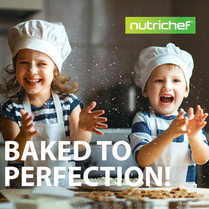 NutriChef 3-Piece Nonstick Kitchen Oven Baking Pans - Premium & Stylish Non-Stick Steel, Commercial Grade Restaurant Quality Metal Bakeware with Red Silicone Handles - Easy to Clean