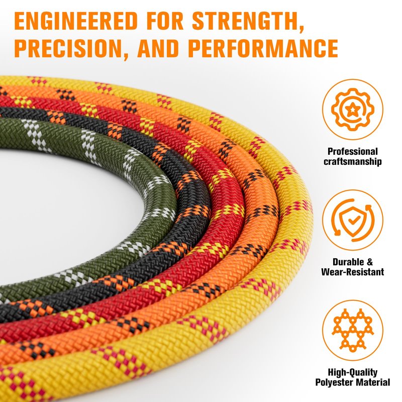 Double Braided Arborist Rigging Rope - 1/2 in X 100 ft 48 Strands Rappelling Outdoor Pulling Heavy Duty Polyester Bull Rope for Swing Tree Work Camping Rescue Hiking Logging - Orange