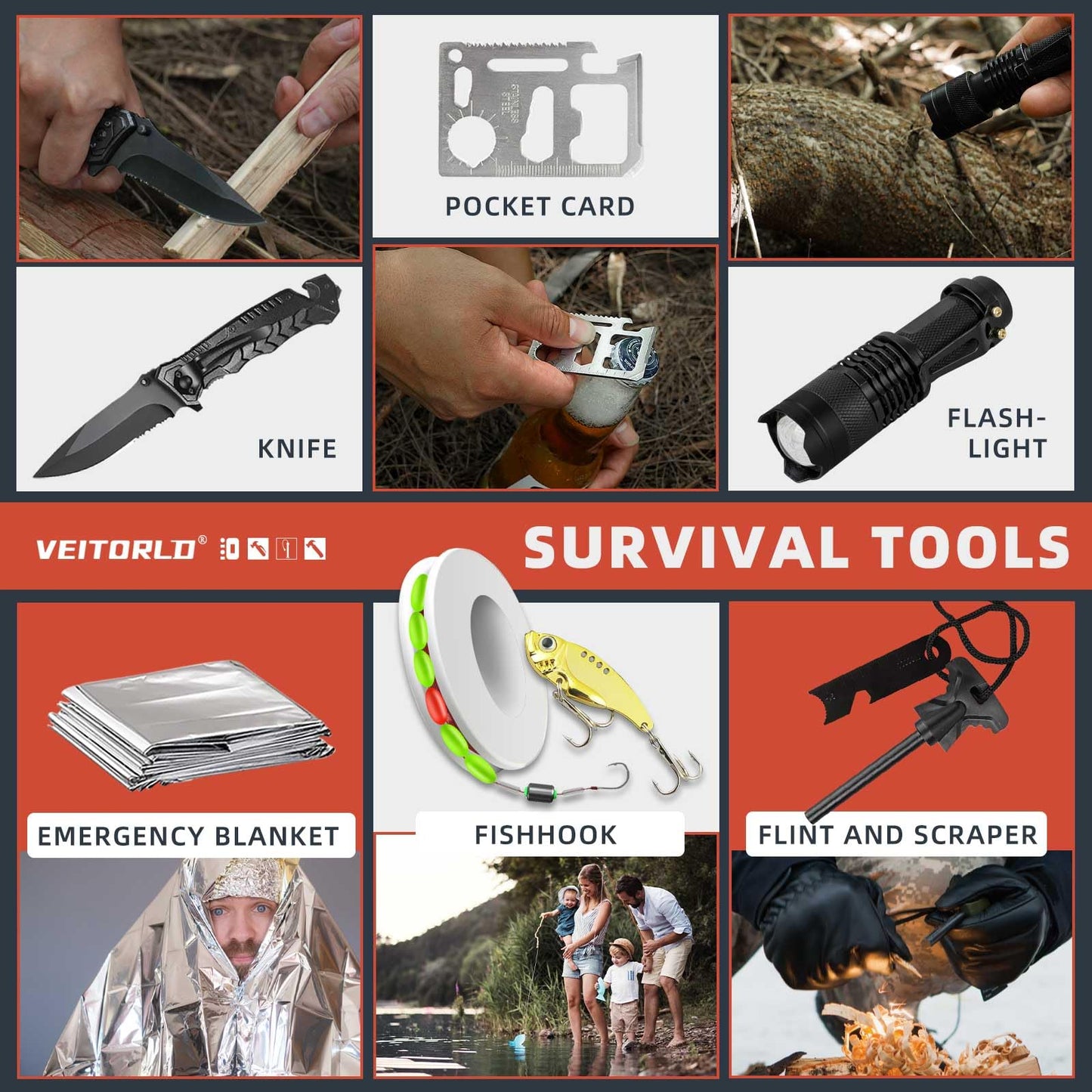 Gifts for Men Him Husband Dad Fathers Day - Survival Gear and Equipment 221 in 1, Survival Kits
