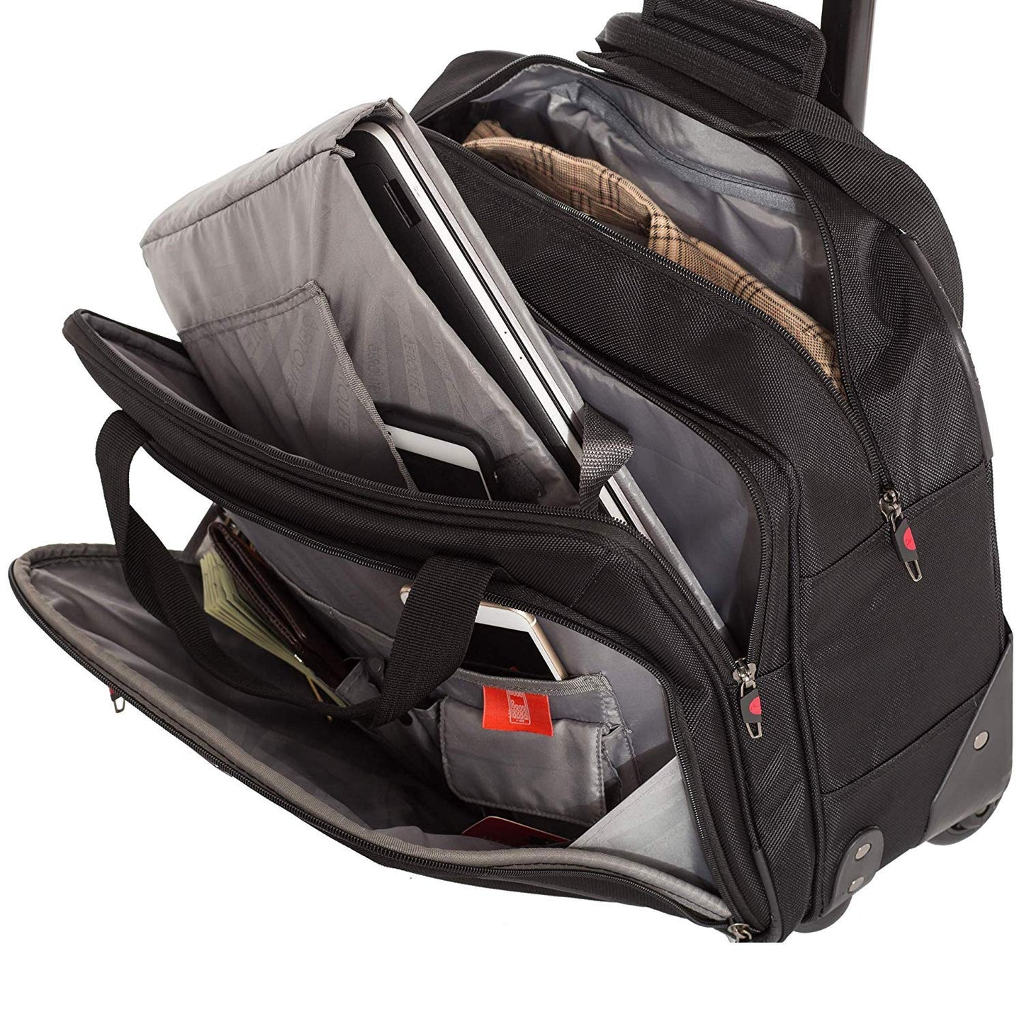Aerolite Ryanair Priority Boarding, Easyjet Plus, BA, WizzPriority, Jet2 Approved Rolling Padded Laptop Case Bag 2 Wheels - Fits up to 15.6", Business Trolley Hand Cabin Luggage Case (Black x2)