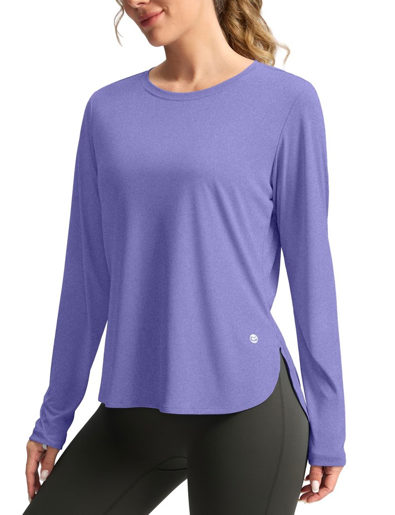 Women's Sun Shirts UPF 50+ Long Sleeve UV Protection Shirt Lightweight Quick Dry Workout Hiking Tops for Women(Heather Purple,M)