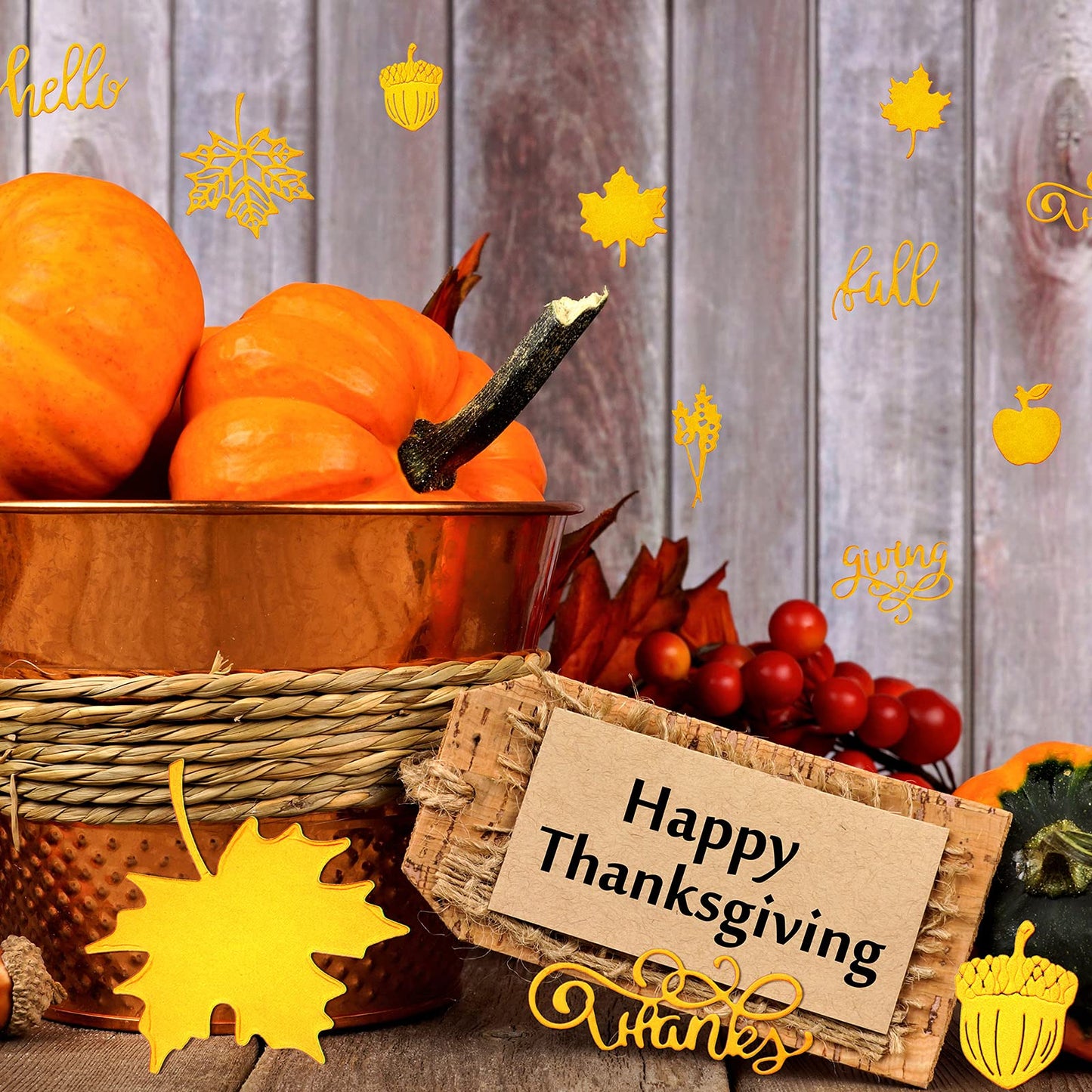 12 Pieces Thanksgiving Metal Cutting Dies Maple Leaf Metal Die Cuts Fall Leaves Thanksgiving Word Cuts Stencils for Fall DIY Scrapbooking Card Making Craft Decorations