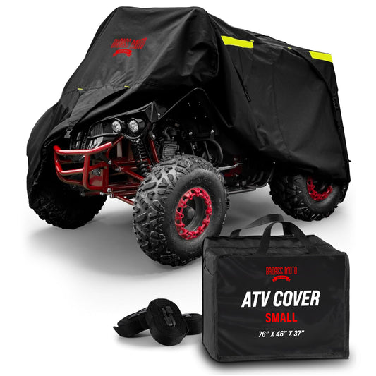 Badass Moto ATV Covers Waterproof Outdoor Heavy Duty - Rip-Resistant ATV Cover with Easy Access Zipper - Durable and Versatile Four Wheeler Accessories for Quad and Powersport Vehicles, Small (75")