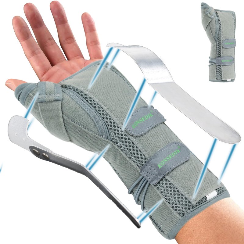 KONSEDIK Wrist Brace With Thumb Support for Dequervains Tendonitis,Thumb Brace for Carpal Tunnel, Wrist ganglion cyst, Arthritis Pain Relief,Thumb Spica Splint for night rest(Left Hands,Medium)