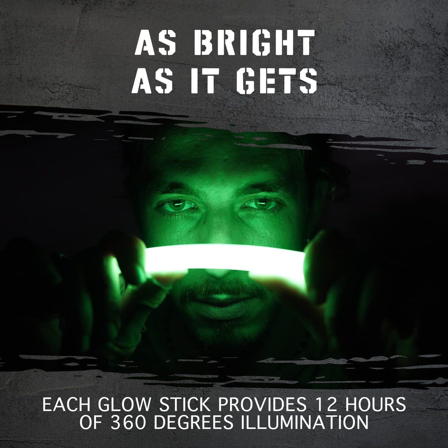 12 Ultra Bright Emergency Glow Sticks - Individually Wrapped Long Lasting Industrial Grade Glowsticks for Survival Gear, Camping Lights, Power Outages and Military Use (Green)