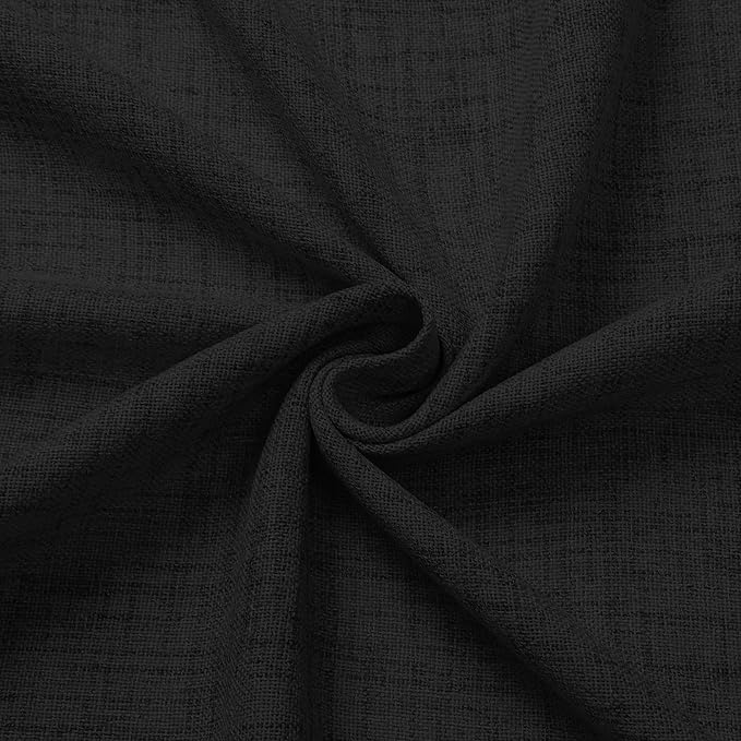 Tollpiz Linen Tier Curtain Rod Pocket Semi Sheer Half Kitchen Curtains Burlap Light Filtering Thick Linen Drape for Bathroom, 30 x 36 inches Long, Black, Set of 2 Panels