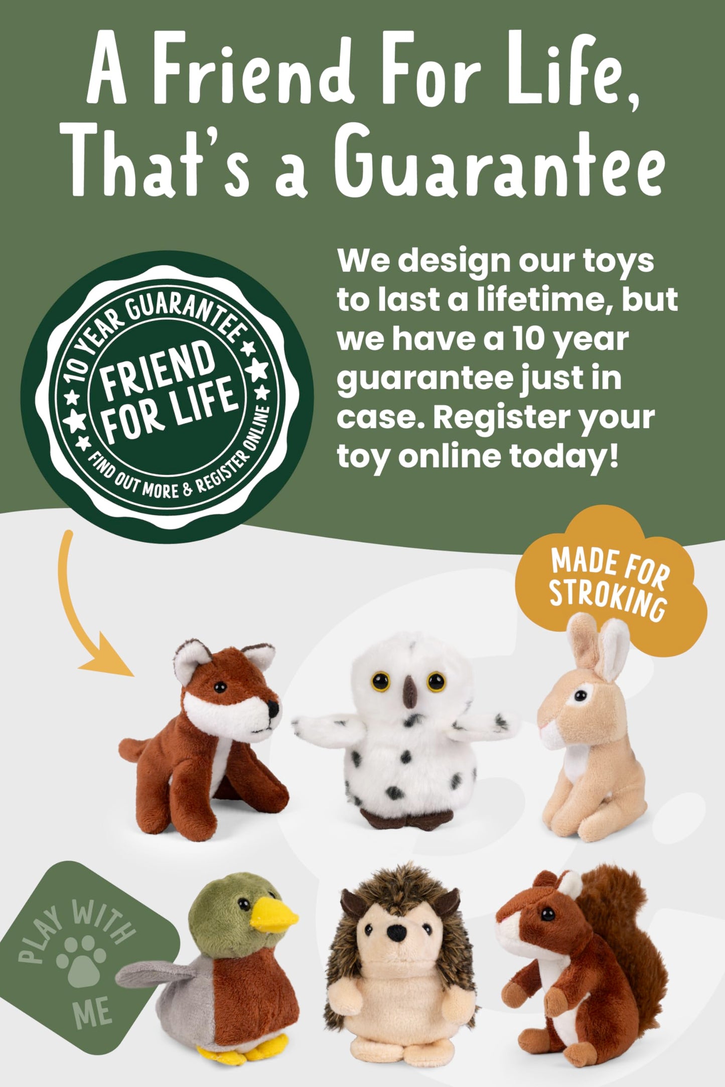 Living Nature Wildlife Buddies, 6 x Realistic Mini Cuddly Woodland Toys, Naturli Eco-Friendly Plushies, 9cm