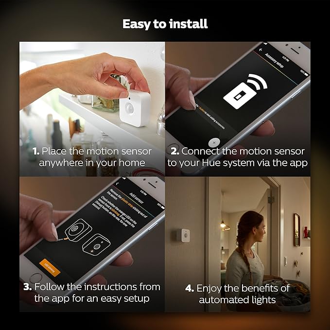 Philips Hue Motion Sensor - Exclusively for Philips Hue Smart Lights - Requires Hue Bridge - Easy, No-Wire Installation