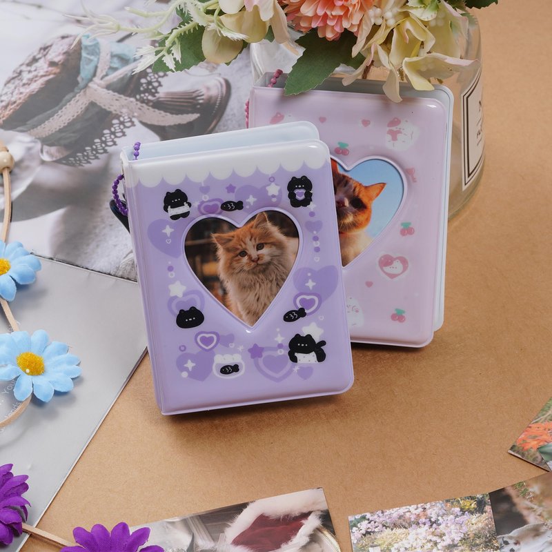 2 Pieces Photocard Binder Album, Mini Photo Album Kpop, 3 Inch Kpop Love Heart Hollow Photocard Binder, Mini Photo Card Book Holder for Collecting With Pendant DIY Keychian 40 Pockets