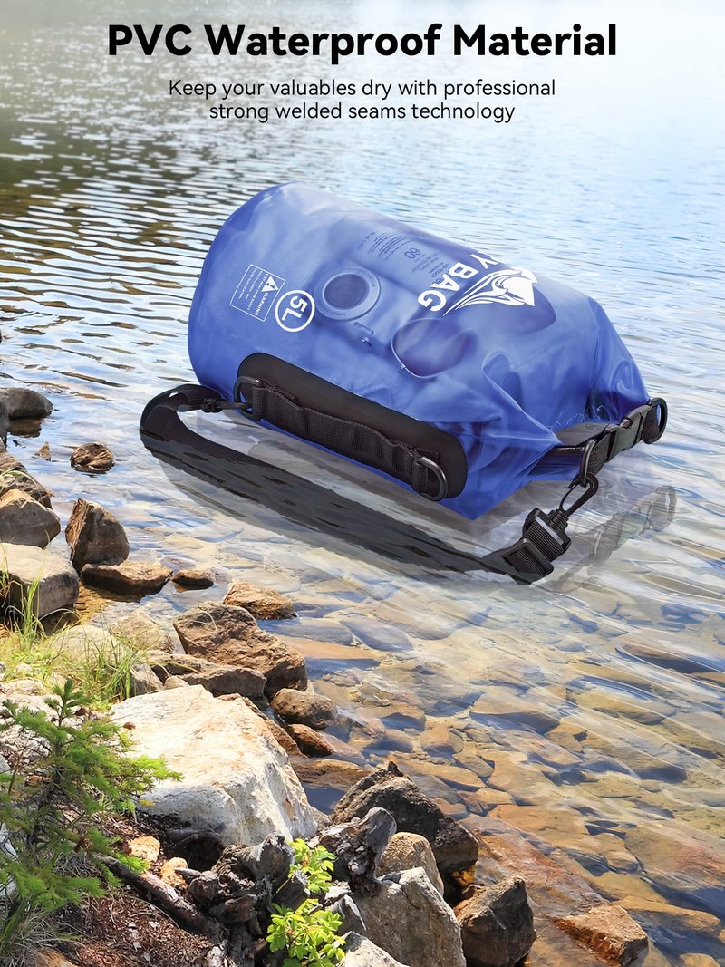 HEETA Dry Bag Waterproof for Women Men, Roll Top Lightweight Dry Storage Bag Backpack with Phone Case for Travel Swimming Boating Kayaking Paddle Board Camping Beach Accessories (Bluish Violet, 10L)