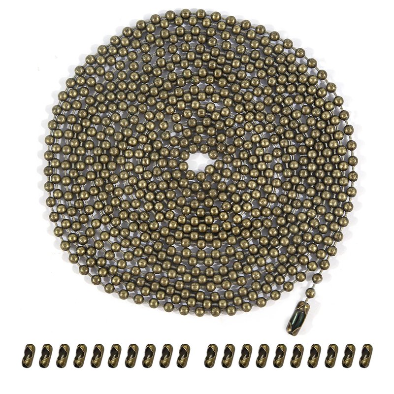 Dotlite Bronze Ceiling Fan Pull Chain, 120" Extra Long Rust Proof 3mm Beaded Ball Light Pulls Extension Chains with 20 Connectors