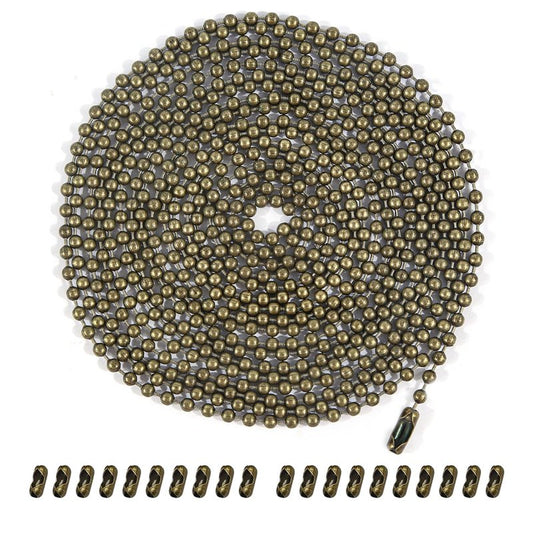 Dotlite Bronze Ceiling Fan Pull Chain, 120" Extra Long Rust Proof 3mm Beaded Ball Light Pulls Extension Chains with 20 Connectors