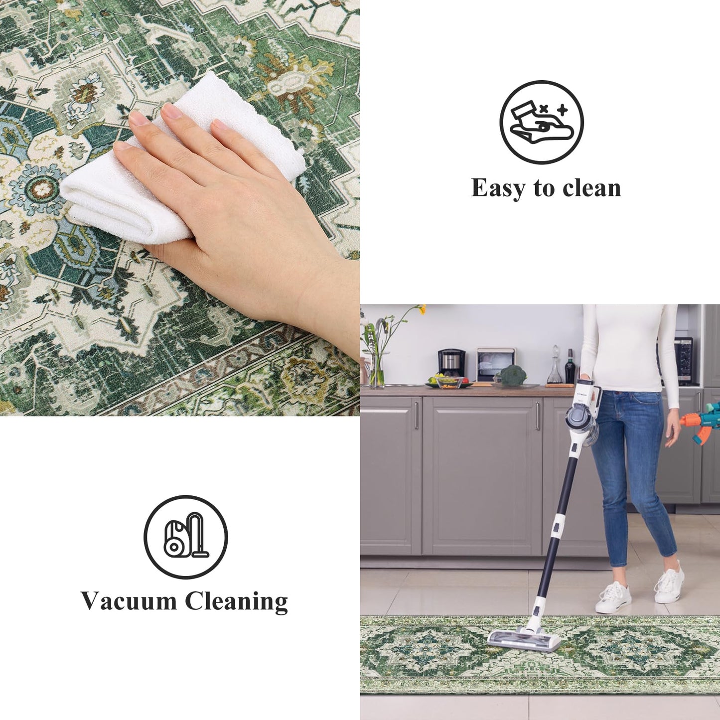 MJIAHOMDEC Cushioned Kitchen Rug Sets 3 Piece Anti Fatigue Mats for Floor Non Slip Waterproof Comfort Standing Mat Runner for Home Office, Sink, Laundry
