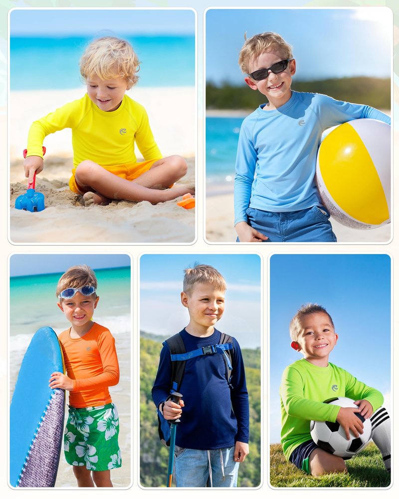 Kids Fishing Sun UV Shirt, Outdoor Boys Long Sleeve Lightweight Running Swimming Rash Guard Shirts