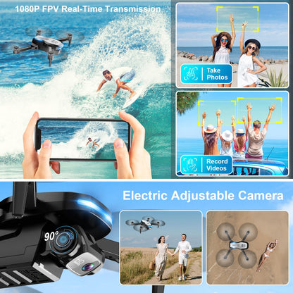 Drone with Camera 1080P FPV Foldable Drone for Beginners, Mini Drone with Altitude Hold, One Key Take Off/Land, Trajectory Flight, 3D Flip, 3 Speeds, Gravity Control,Toys for Boys Girls