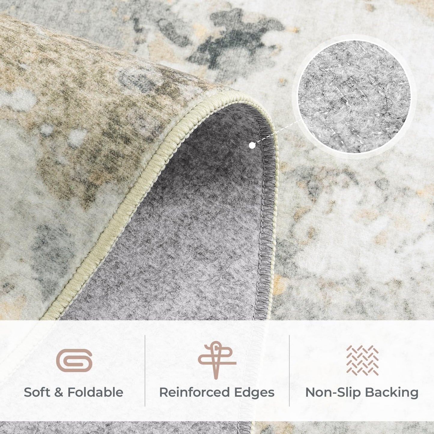 Carpelux 8x10 Area Rugs for Living Room, Abstract Neutral Large Washable Rug, Indoor Soft Non-Slip Floor Carpet for Bedroom Dining Room Home Decor, Brown/Grey