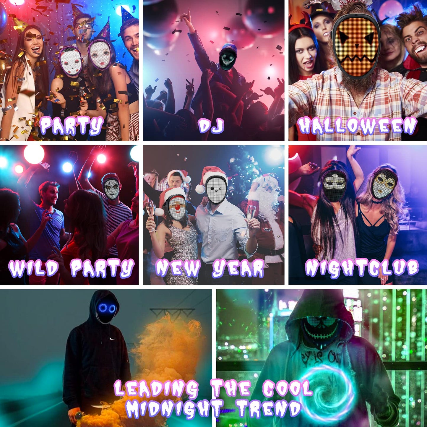 AINSKO Face Transforming Led Mask-APP Controlled,Cool Lighting Face Mask for Cosplay Party Christmas Gift (USBC Rechargable)