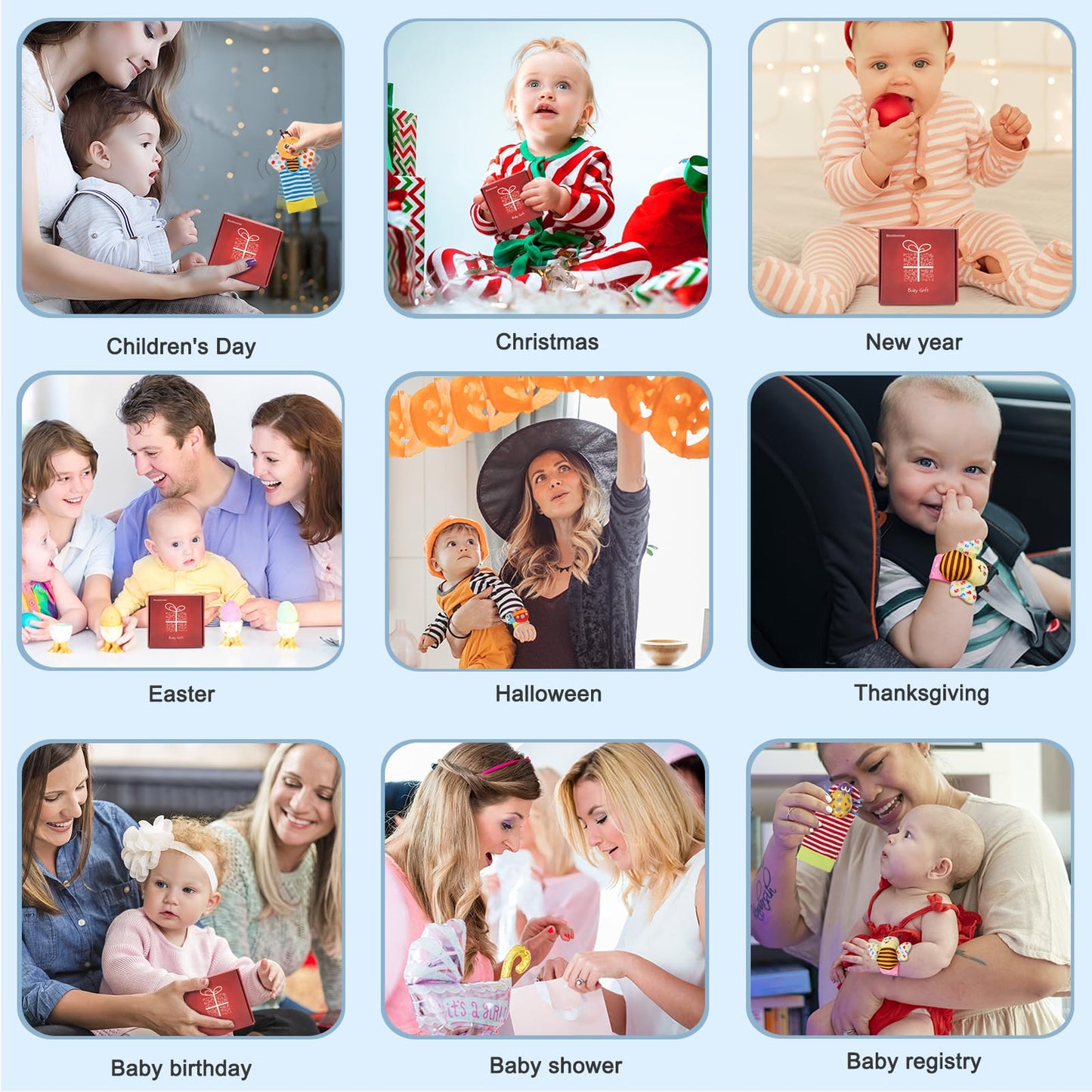 Bloobloomax Baby Rattles Toys for 0-12 Month, Infant Girl Boy Toys for Babies 3-6 Months, Newborn Hand & Foot Toys for 0 to 9 Months, Baby Shower Gifts Set with Wrist Rattle Socks