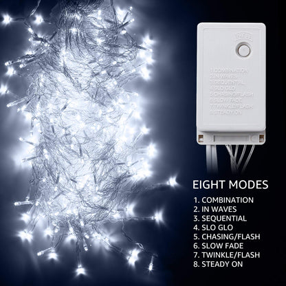TORCHSTAR 9.8FT × 9.8FT Window Curtain Light, Extendable String Light Kit, Pure White, 8 Modes Outdoor Nativity Scenes for Party, Wedding, Restaurant, Festival, Hotel, Bar, Home, Patio, Garden