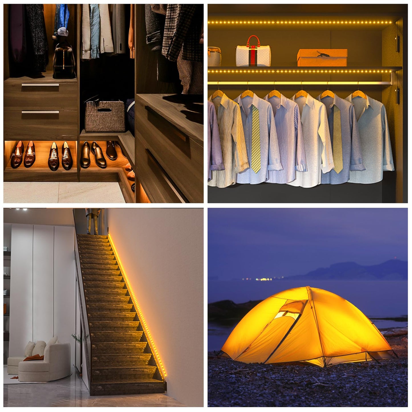 WOBANE - Motion Activated LED Strip Light, Rechargeable Magnetic Battery Box with 6.5ft LED Strip, Homelife 60 LED Sensor Bar Lights for Closet, Stair, Pantry, Countertop, Closet, Bed, Door, Warm