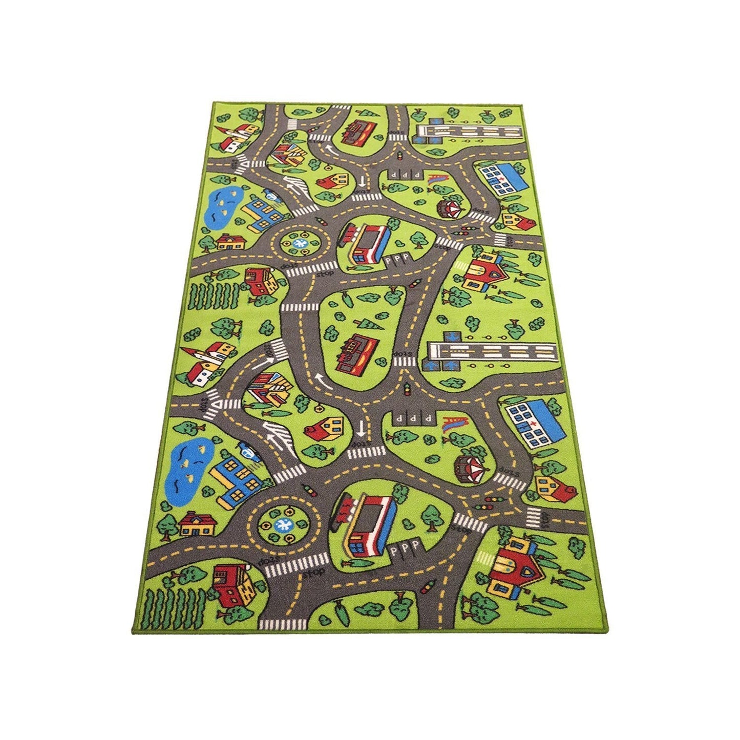 Kids Rug Playmat 80 inches by 40 inches! City Life Great for Playing with Cars and Toys - Play Learn and Have Fun Safely - Educational Road Traffic Play Mat for Bedroom Play Room Game Safe Area