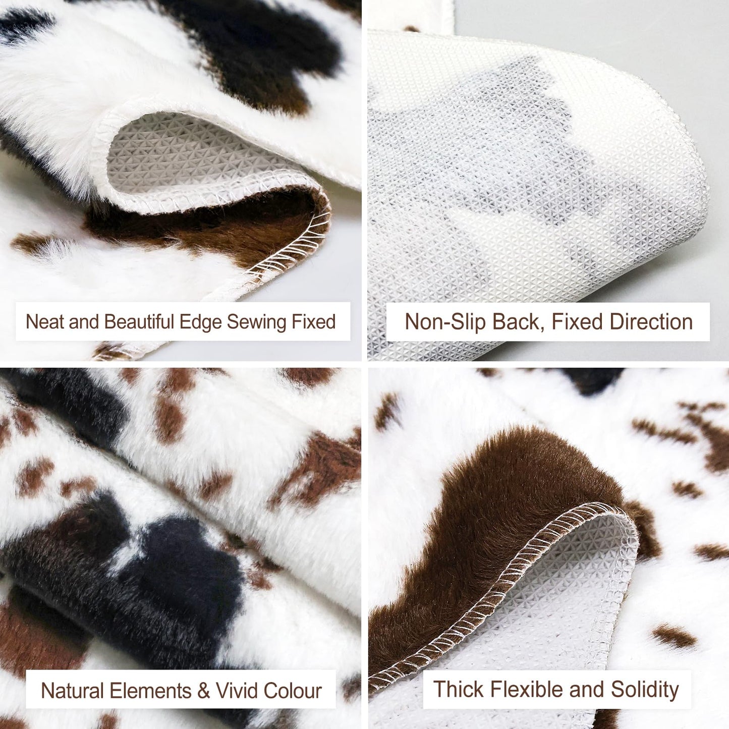 MACEVIA Cowhide Rug Cute Cow Print Rugs Western Decor for Living Room Bedroom Faux Animal Area Carpet Non-Slip 43.3" L x 29.5" W(3.6ft x 2.4ft)