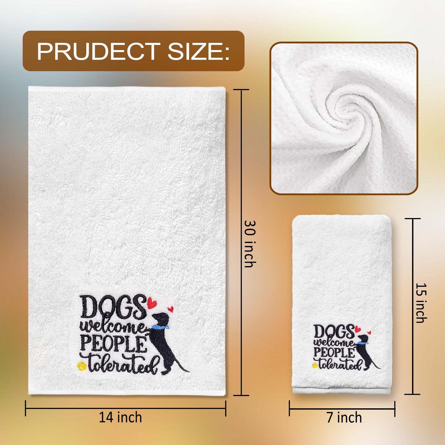 Dog Hand Towels for Bathroom Set of 2, Lover Gifts for Women Bathroom Decor Embroidered, Owners Mom Gifts Decorative New Home Tea Towels, 100% Cotton Soft for Kitchen 14x30 Inches