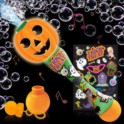 ArtCreativity Halloween Bubble Wand for Kids, 14" Light Up Pumpkin Bubble Wand for Toddlers with LED & Music, Halloween Boo Basket Stuffers for Kids, Haloween Toys for Toddlers