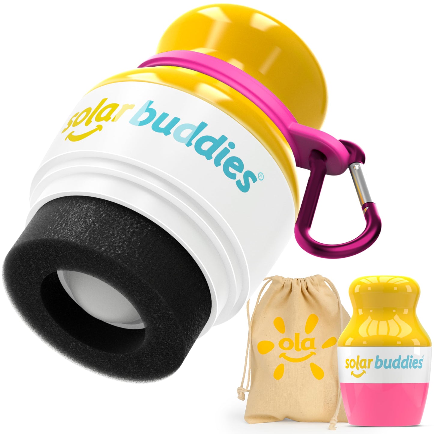 Bag Bundle Set For Solar Buddies Refillable Roll On Sunscreen Suncream Applicator Bag Bundle With Applicator Carabina Clip For Families, Kids, Adults, Travel Set (Green) (Pink Bag Set)