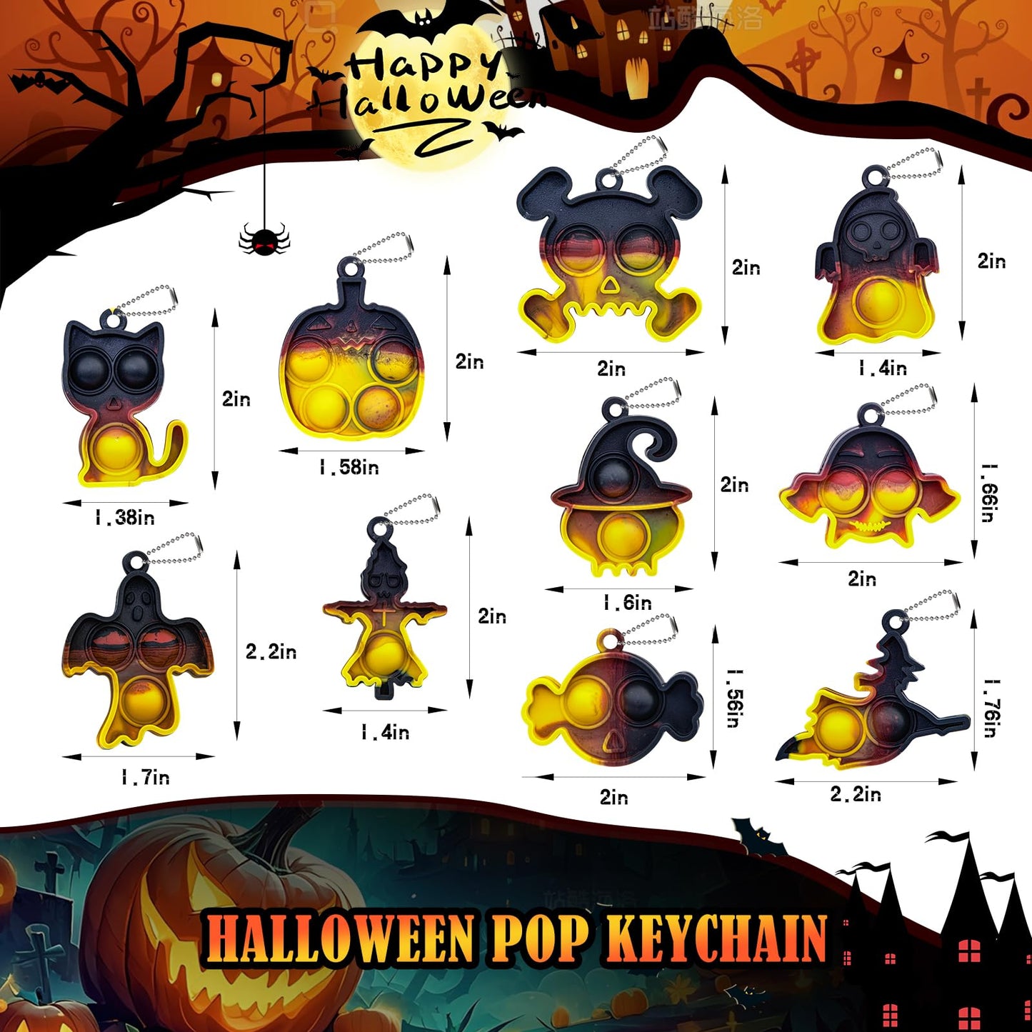 Halloween Pop Fidget Toys Bulk Its Halloween Party Favors for Kids 30PCS Mini Pop Keychain It Halloween Trick or Treat Party Supplies Halloween Goodie Bag Fillers Fidgets for Classroom Prizes for Kids